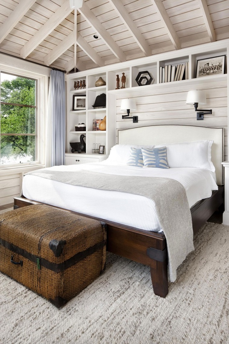 camera da letto stile country soffitto legno