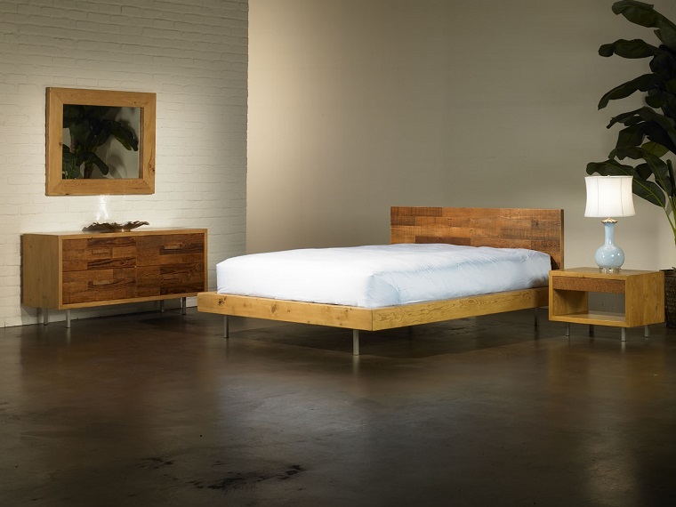 camera letto arredata mobili legno design urbano