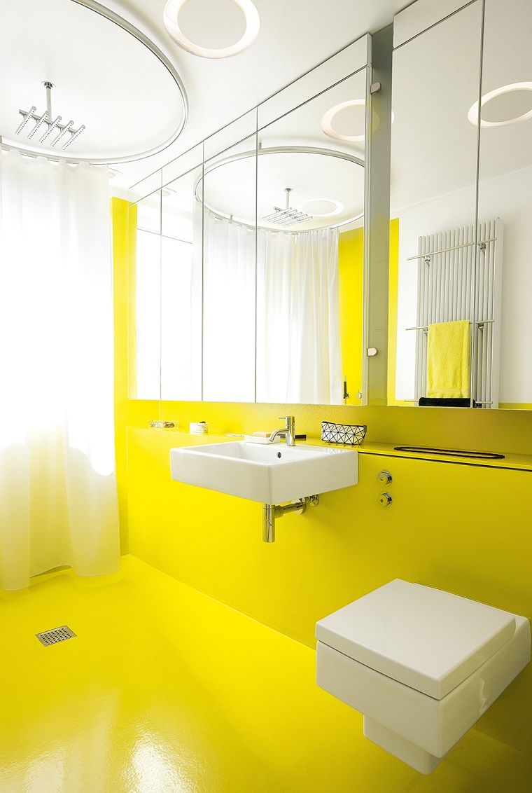 casa moderna idea originale bagno giallo