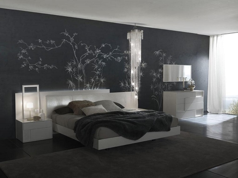 colori pareti camera letto grigio decori bianchi