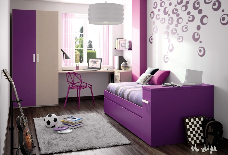 colori pareti cameretta adolescente decorazioni viola
