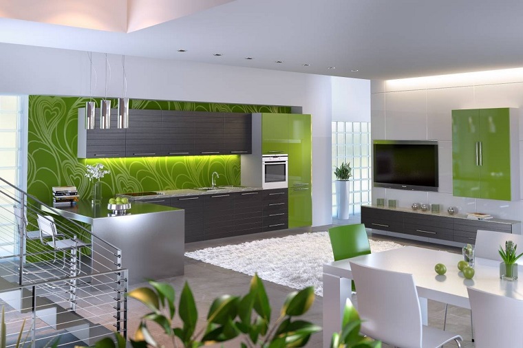 colori pareti cucina decorate verdi