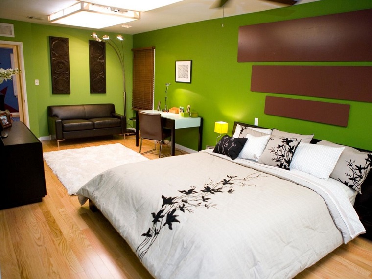 colori per pareti verde acceso camera letto
