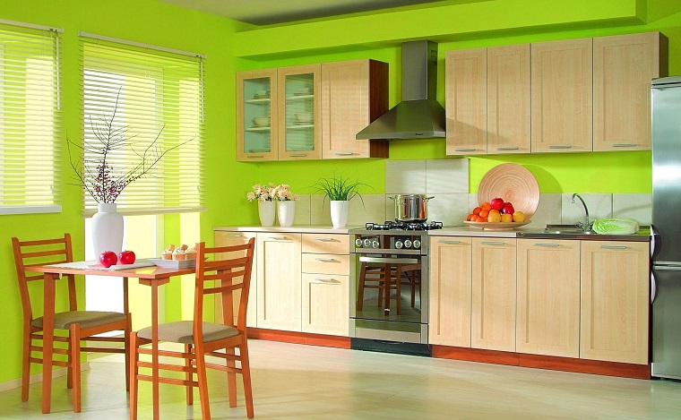 come arredare cucina pareti colore verde