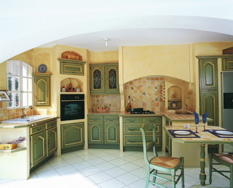 cucina provenzale legno colore verde