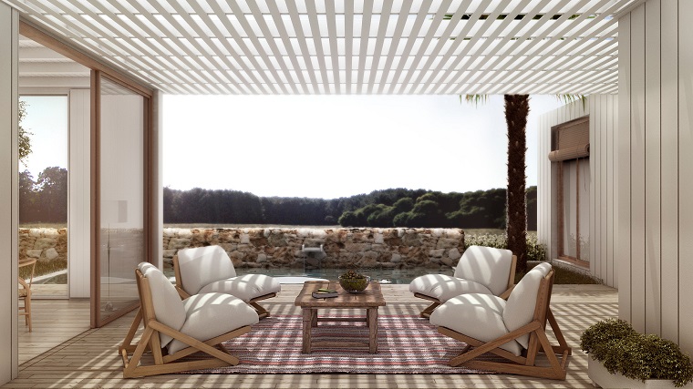 idea arredare terrazzo mobili colore bianco