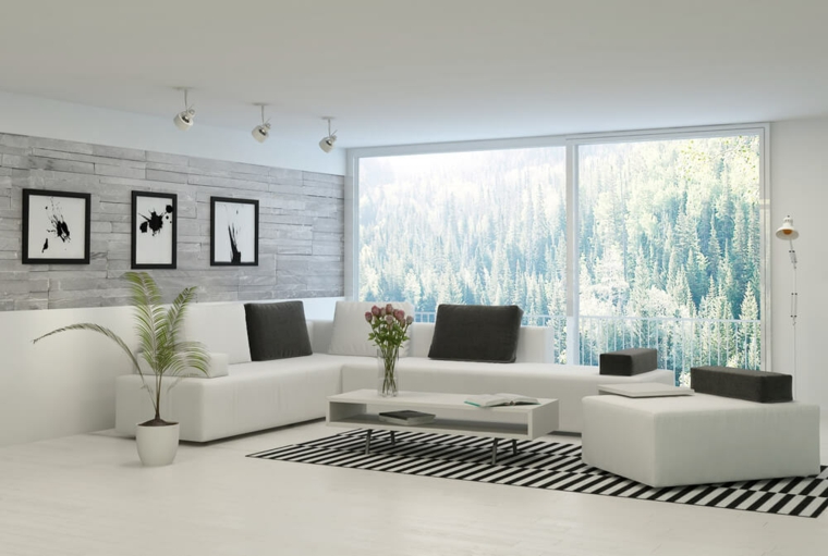 mobili bianchi soggiorno ben illuminato