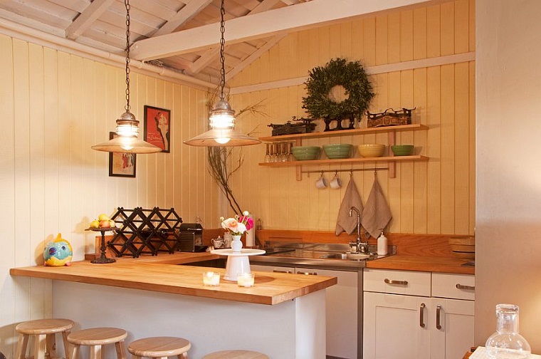mobili cucina legno mensole vista stile shabby