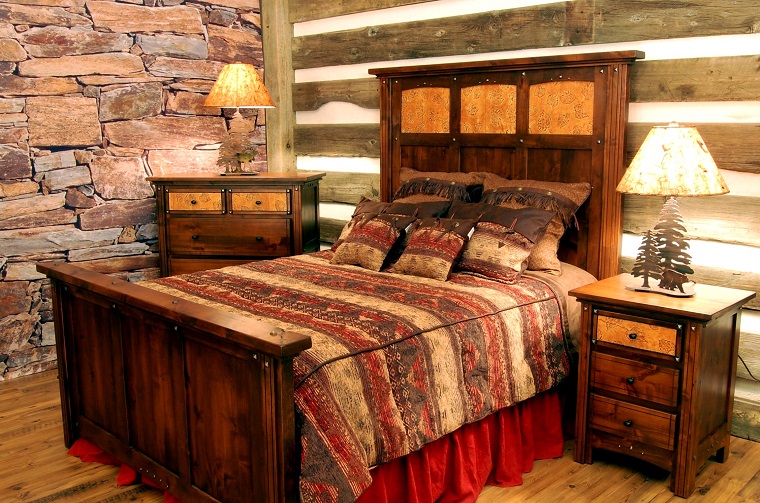 mobili rustici camera letto legno pietra