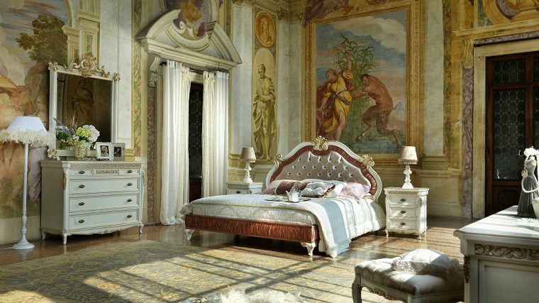 mobili stile liberty camera letto affreschi