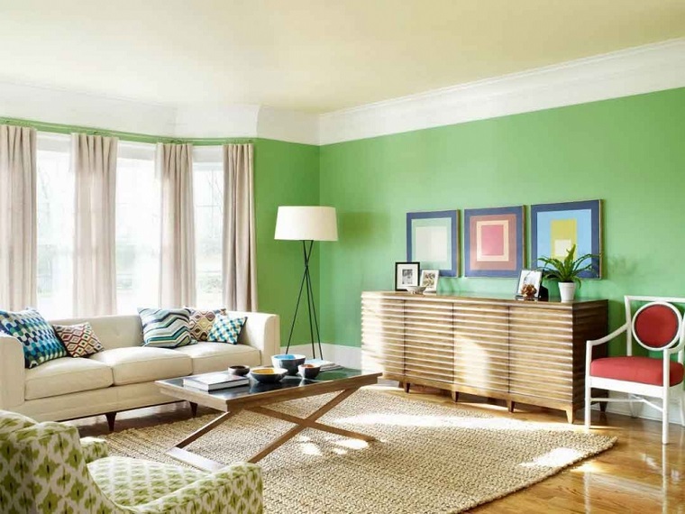 pareti colorate proposta verde chiaro salotto