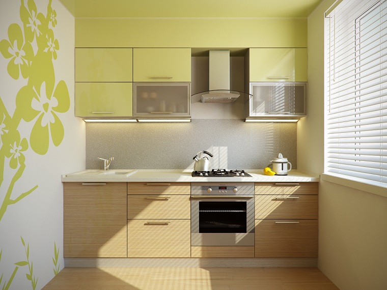 pareti decorate cucina piccola design moderno