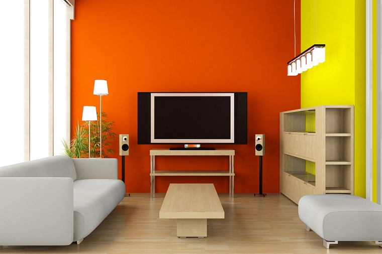 pitturare casa abbinamento colori vivaci soggiorno