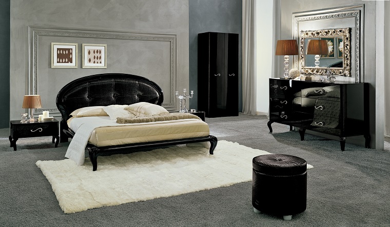 stile classico contemporaneo camera letto mobili neri