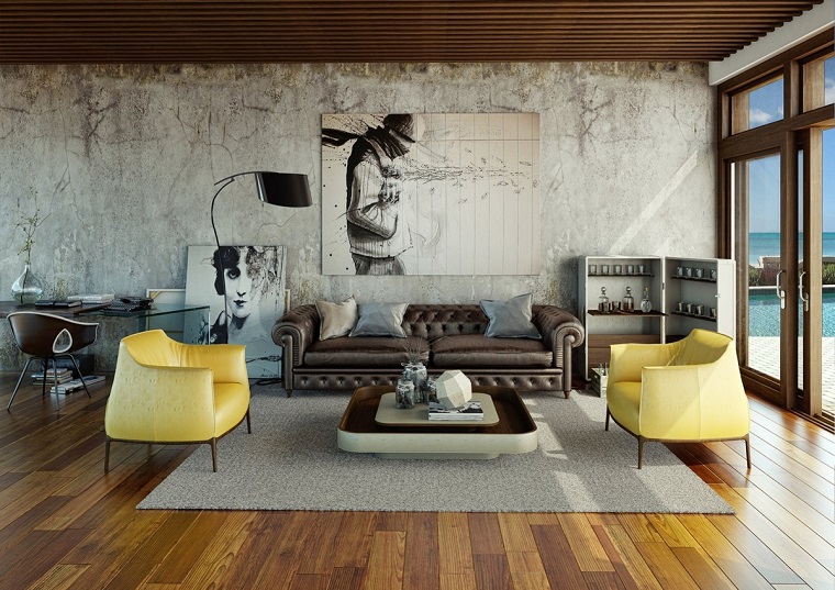 urban style arredo decorazione soggiorno poltrone gialle