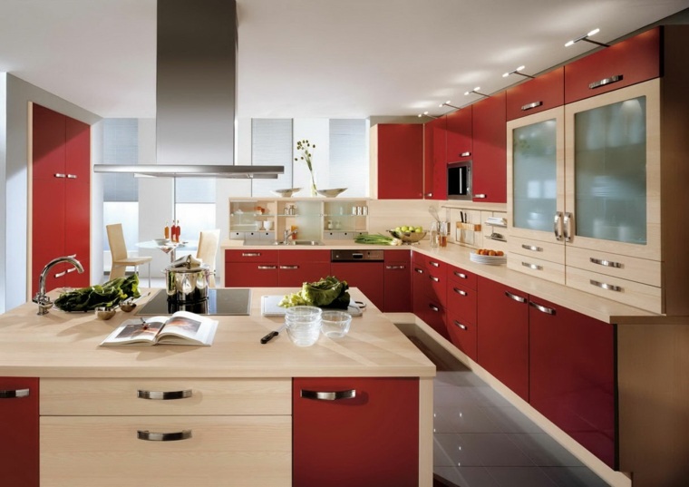 arredamento cucina bianco rosso design moderno
