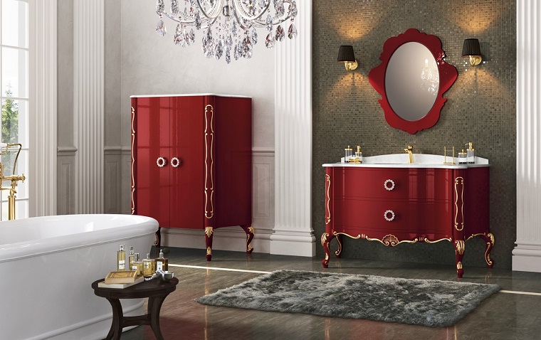 bagni eleganti mobili rossi laccati