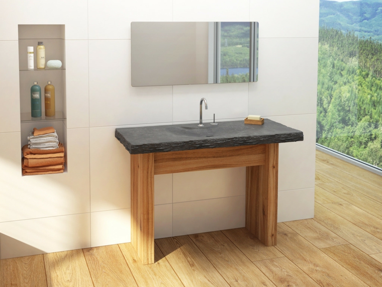 Bagno rustico: il sapore autentico della pietra e il legno archzine.it Bagni rustici piccoli