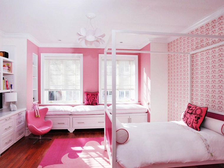 camerette per ragazze idea pareti colore rosa