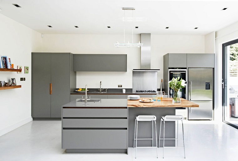 cucina elegante raffinata colore grigio bianco