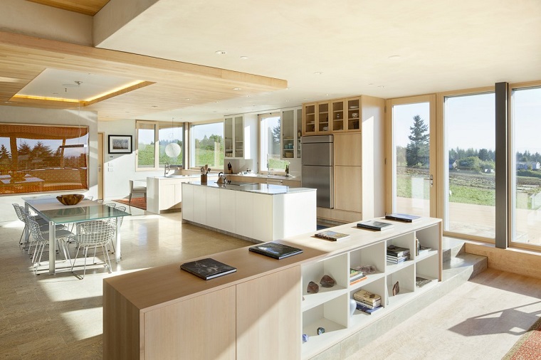 cucine open space idea toni bianco marrone