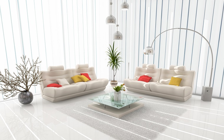 interior design moderno salotto arredato mobili bianchi