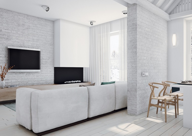 interior design stile mobili bianchi tv