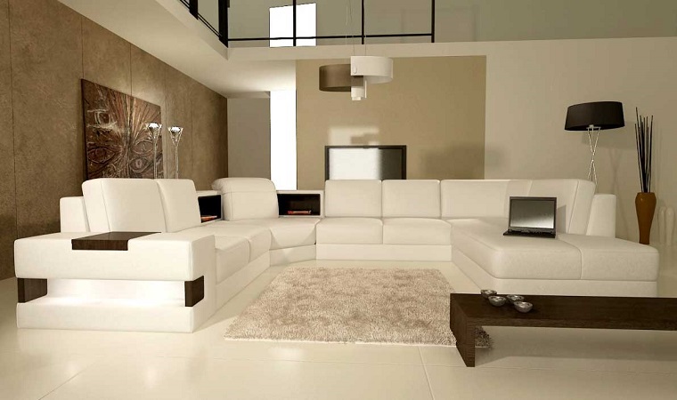 pareti beige salone divani bianchi