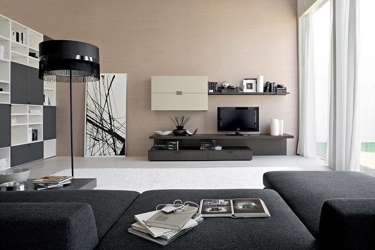 arredamento soggiorno moderno-divano-grigio