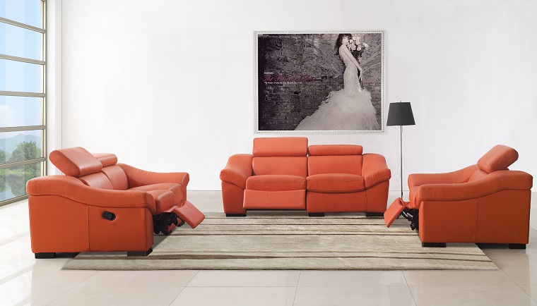 soggiorno-moderno-divani-pelle-arancione