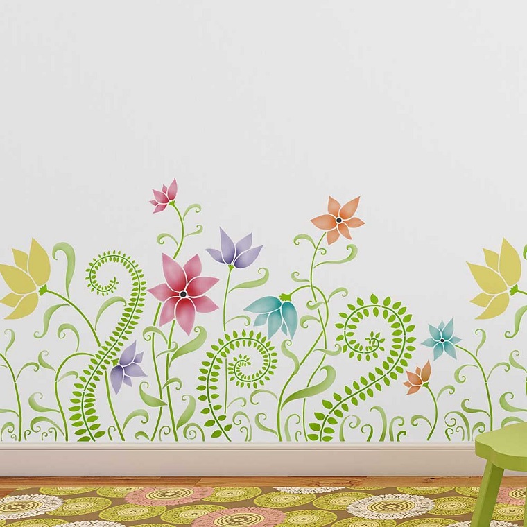 stencil-per-parete-fiori-piante-cameretta
