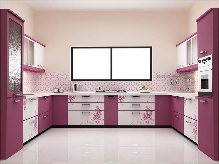 pittura pareti cucina-rosa-chiaro-decorazioni