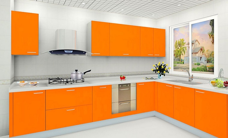 cucine-moderne-ad-angolo-mobili-arancioni-laccati