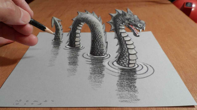 disegni-a-matita-esempio-ben-riuscito-tecnica-3d-drago-sembra-fuoriuscire-foglio