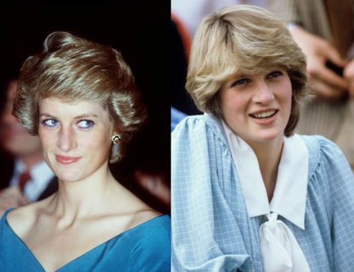 vestito-anni-80-principessa diana-camicia-ampia-scacchi-azzurro-pastello-grande-colletto-bianco-vestito-scollato-blu