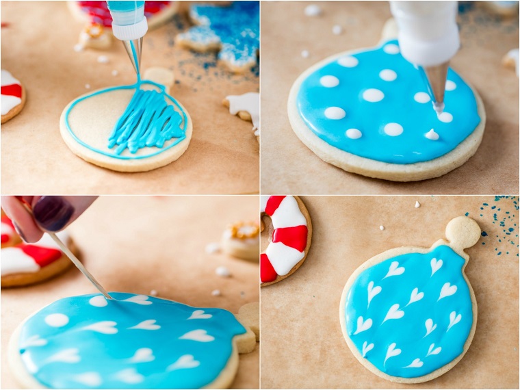 Come decorare i biscotti di Natale con la glassa reale di colore azzurro e una sac à poche 