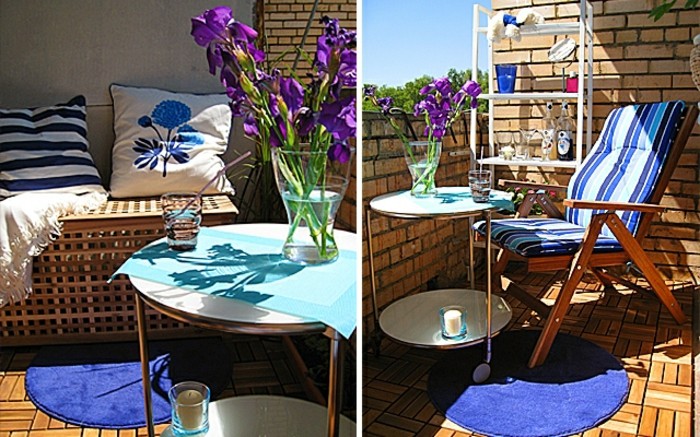 decorare-il-balone-tappeto-blu-sedia-pieghevole-legno-cuscini-vaso-fiori-tavolino-rotondo-rotelle