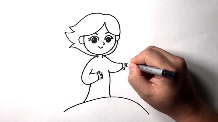 Disegno con pennarello di una bambina, disegni per bambini per farli colorare 