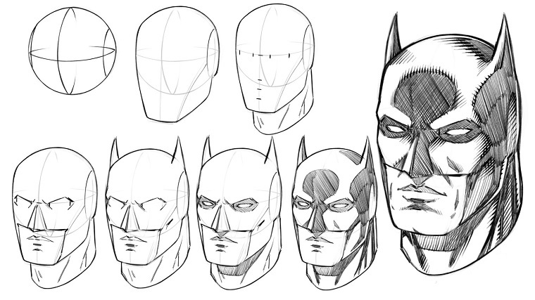 Disegni facili da copiare, come disegnare la maschera di batman con matita 