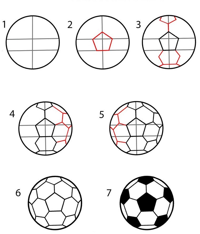 Modo facili per disegnare un pallone, disegni per bambini con spiegazioni 