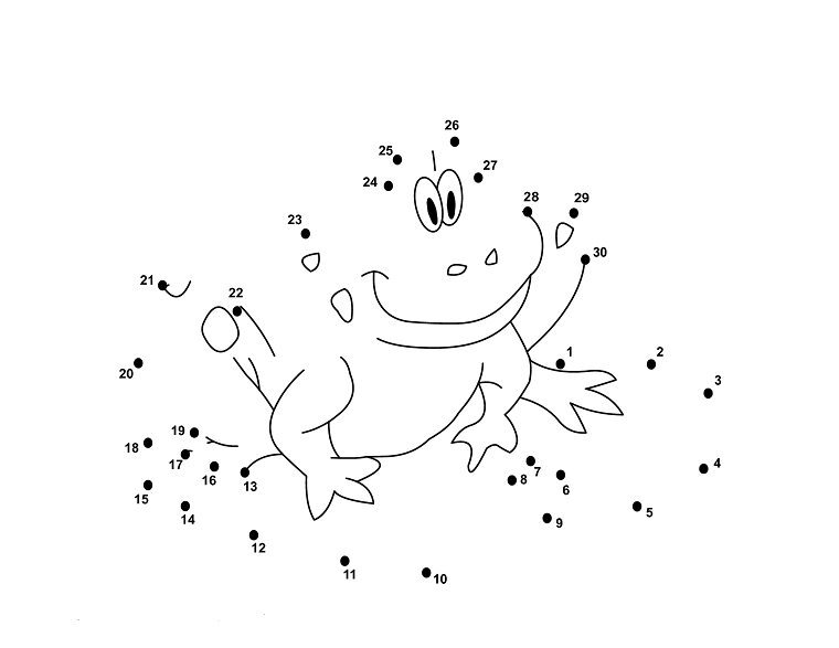 Idea disegni facili da disegnare, unire i puntini seguendo i numeri per creare una rana