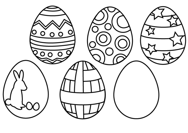 Lavoretti pasqua, disegni di uova con forme geometriche da colorare 