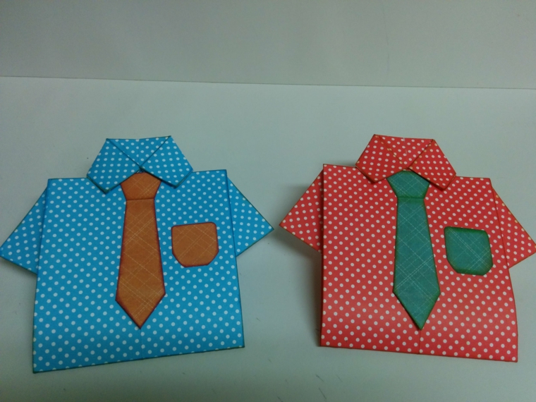 dei biglietti d'auguri originali a forma di camicia con taschino e cravatta: regali festa del papà