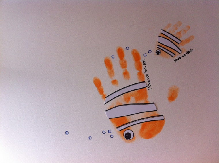 impronte di mani colorate come il pesce nemo: idee per la festa del papà originali e creative