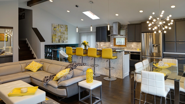 1001 idee per arredare salotto e sala da pranzo insieme con stile ... Arredare sala con cucina a vista