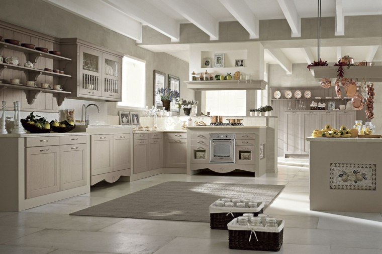 splendida idea per cucine in muratura bianche con struttura e mobili dai toni neutri