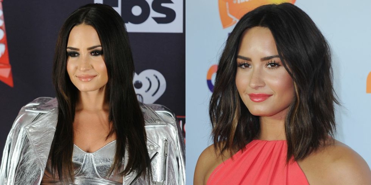 La cantante Demi Lovato e la sua trasformazione di capelli con un taglio bob mosso