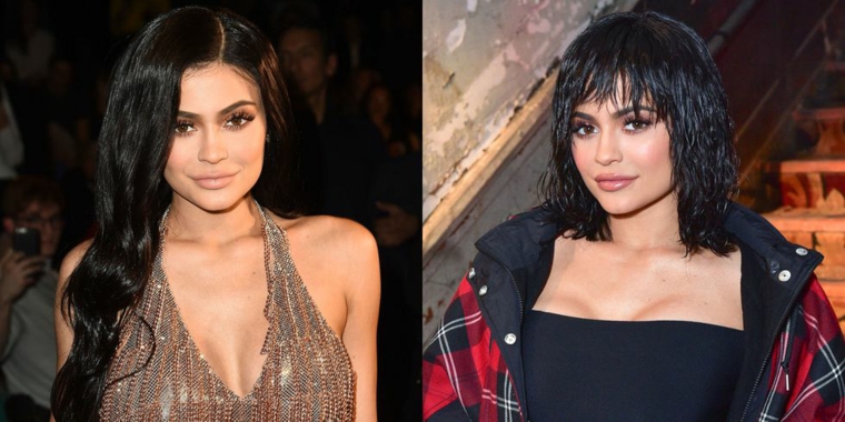 La trasformazione dell'acconciatura di capelli per Kylie Jenner, taglio bob di colore nero 