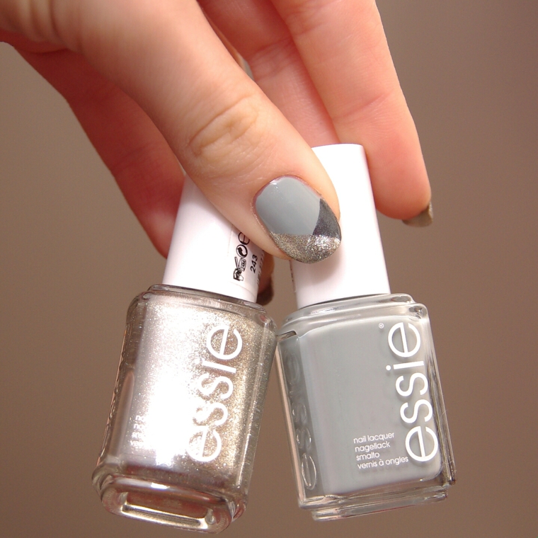 Due boccette di smalti del marchio Essie, unghie gel bellissime dalla forma arrotondata