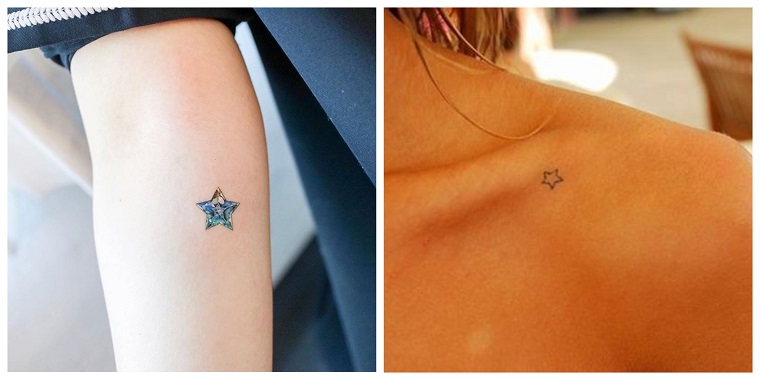 Tattoo particolari e un'idea con stelline piccole sul braccio e sulla spalla